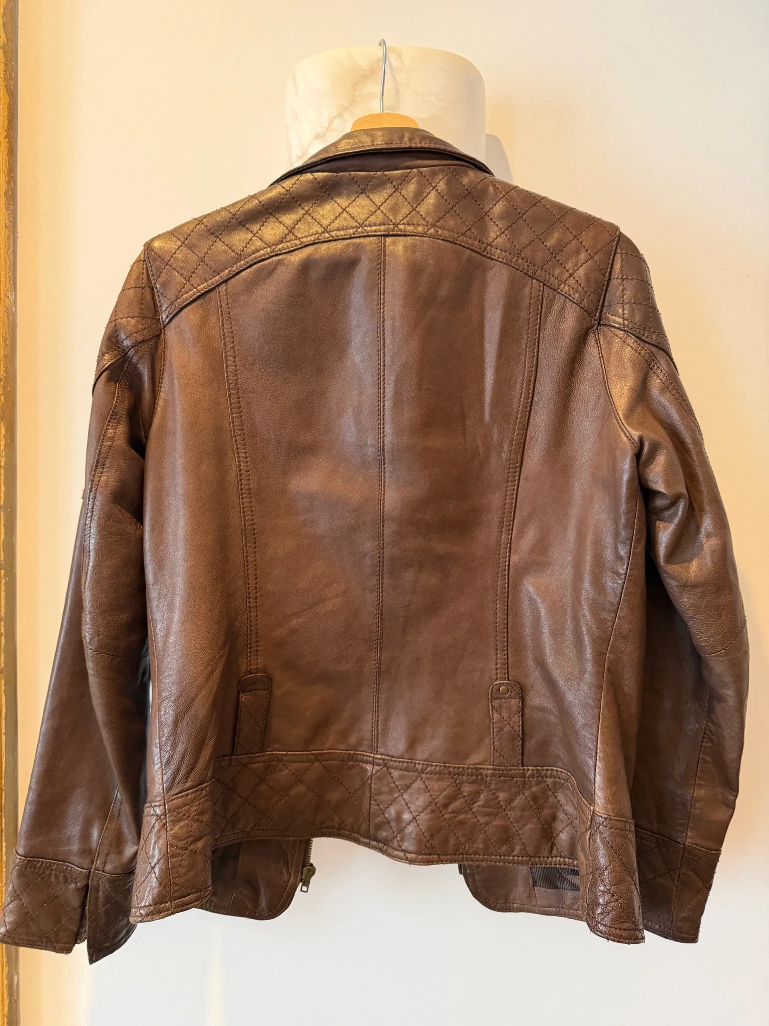 Vintage Brown Leather Quilted Jacket Size XS sold by Glitzy Bella product image thumbnail 4