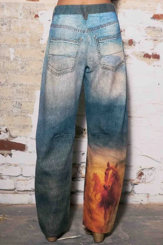 Horse Print Barrel Jean sold by Glitzy Bella product image thumbnail 4
