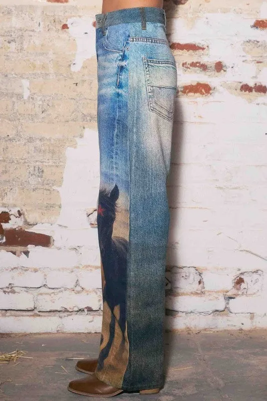 Horse Print Barrel Jean sold by Glitzy Bella product image thumbnail 3