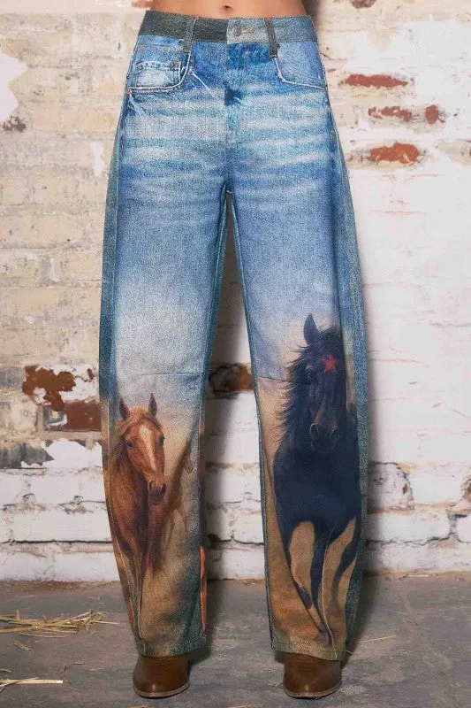 Horse Print Barrel Jean sold by Glitzy Bella product image thumbnail 2