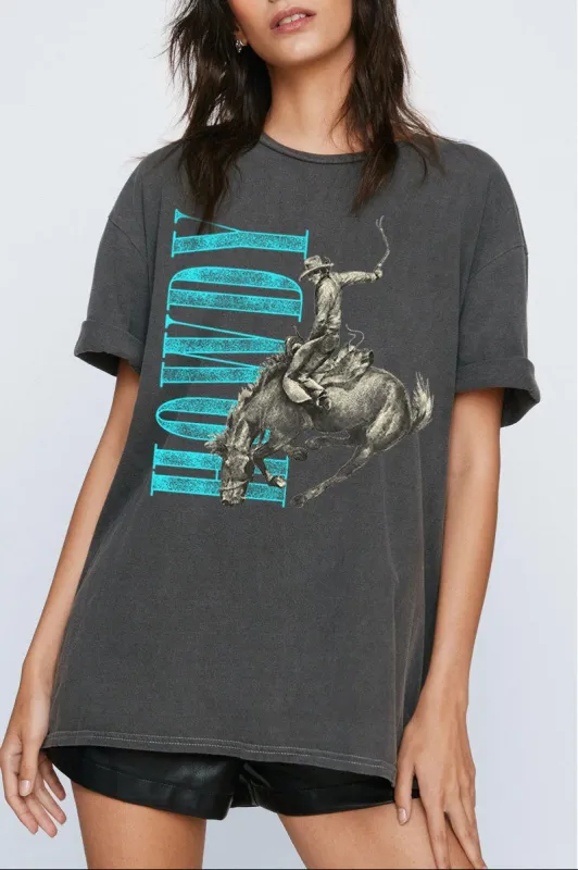 Howdy Graphic Tee in Charcoal made by Glitzy Bella