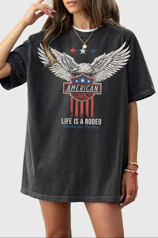 NEW!! American Cowboy Tee in Washed Black made by Glitzy Bella