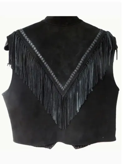 NEW!! Suede and Leather Fringe Vest in Black sold by Glitzy Bella product image thumbnail 2