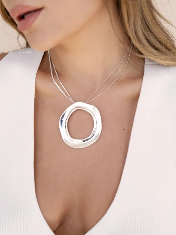 NEW!! Open Circle Statement Necklace in Silver sold by Glitzy Bella