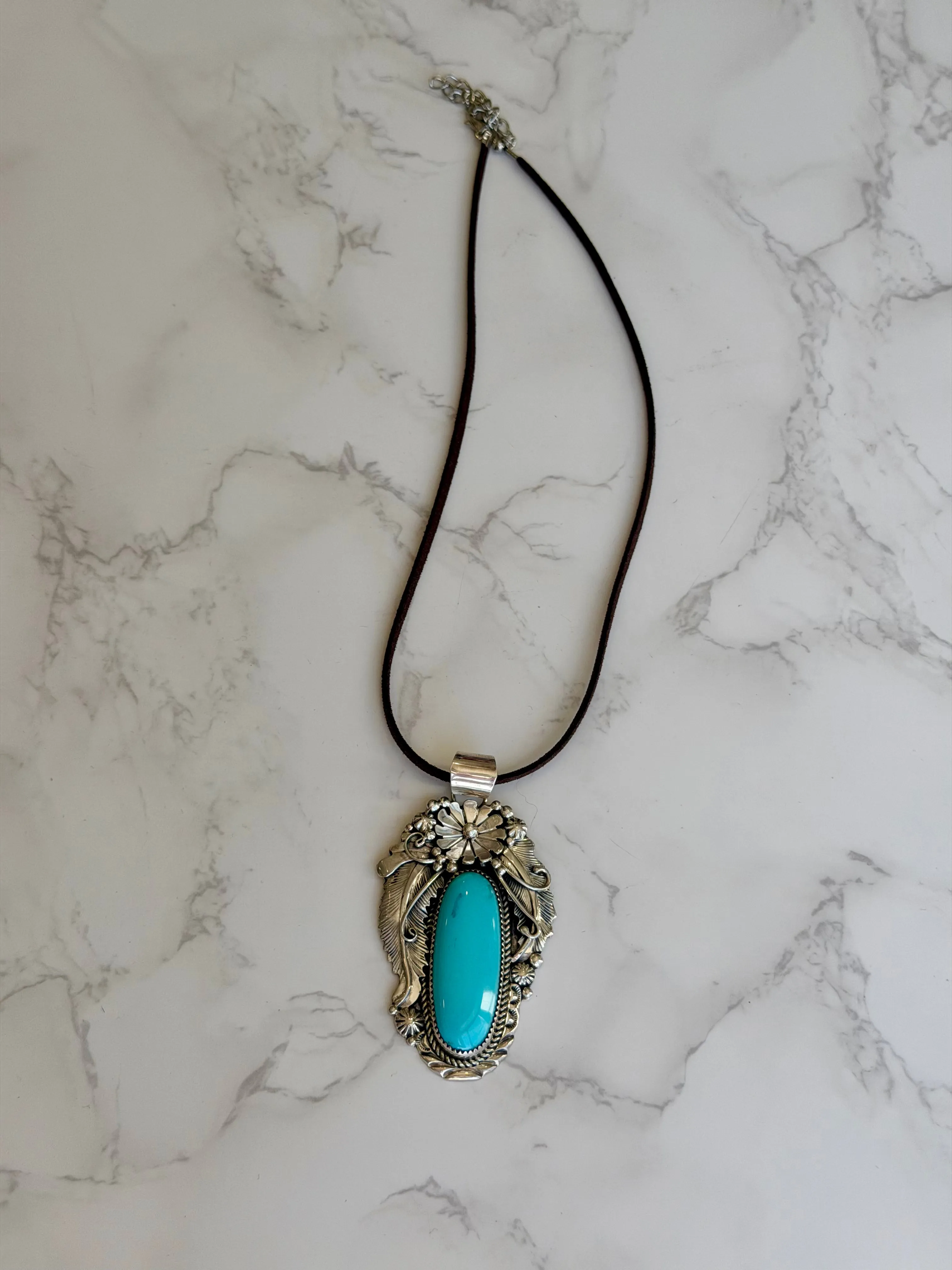 NEW!! The “Sedona" Kingman Turquoise and Sterling Silver Necklace sold by Glitzy Bella product image thumbnail 3
