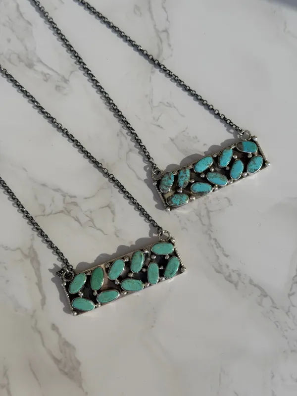 The “Aspen" Kingman Turquoise and Sterling Silver Necklace made by Glitzy Bella