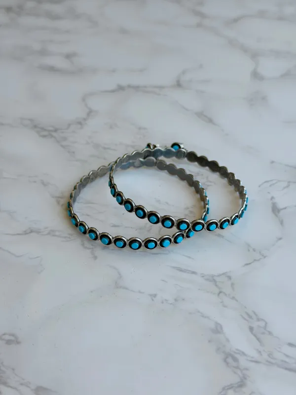 "Reese" Kingman Turquoise Hoop Earrings made by Glitzy Bella