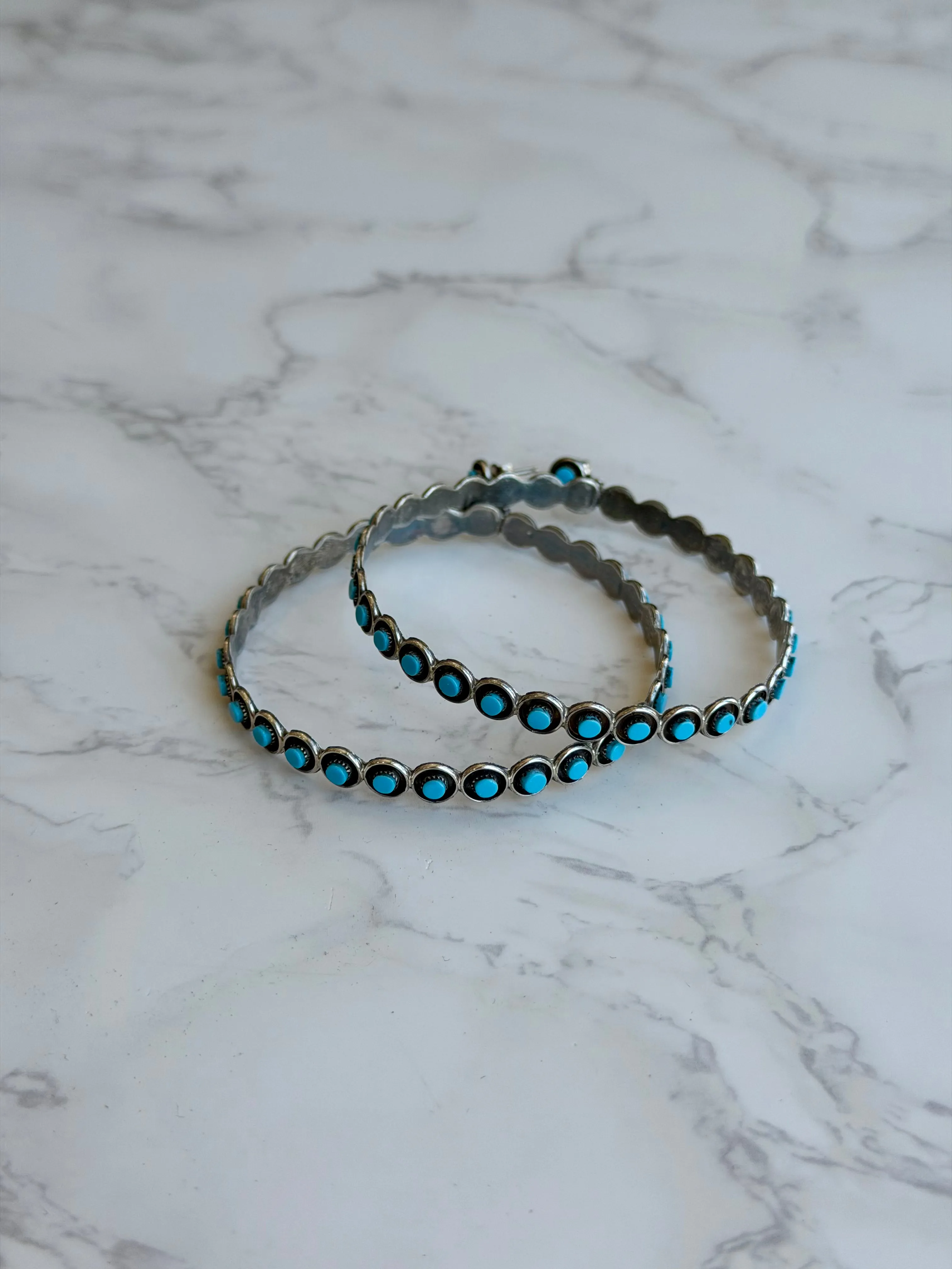 "Reese" Kingman Turquoise Hoop Earrings sold by Glitzy Bella