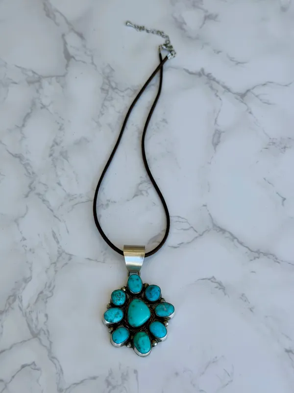 The “Wren" Kingman Turquoise and Sterling Silver Necklace made by Glitzy Bella