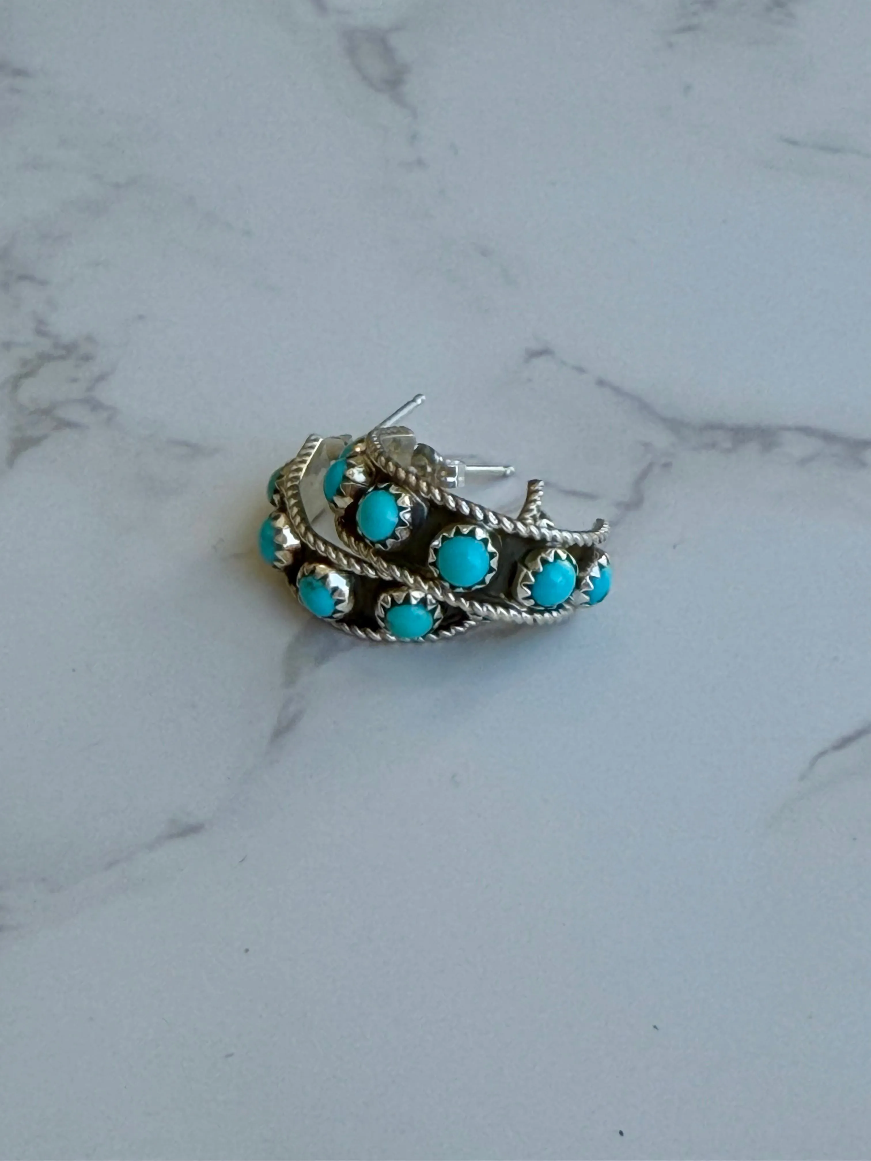 "River" Kingman Turquoise Hoop Earrings sold by Glitzy Bella product image thumbnail 3