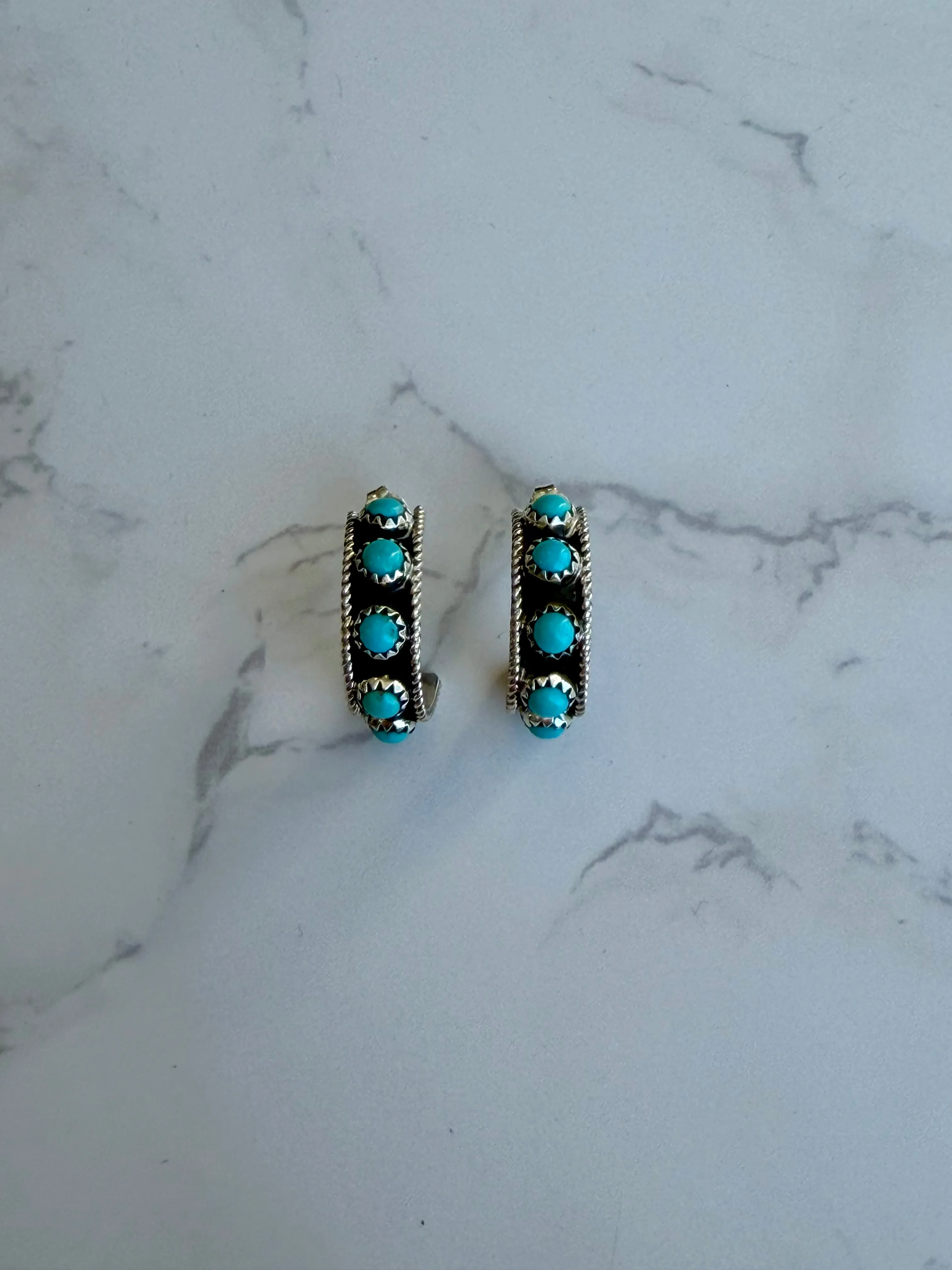 "River" Kingman Turquoise Hoop Earrings sold by Glitzy Bella product image thumbnail 2