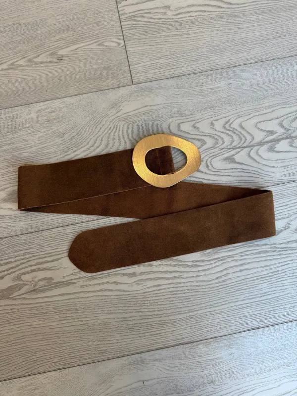 Nirvana Suede Statement Belt in Camel made by Glitzy Bella