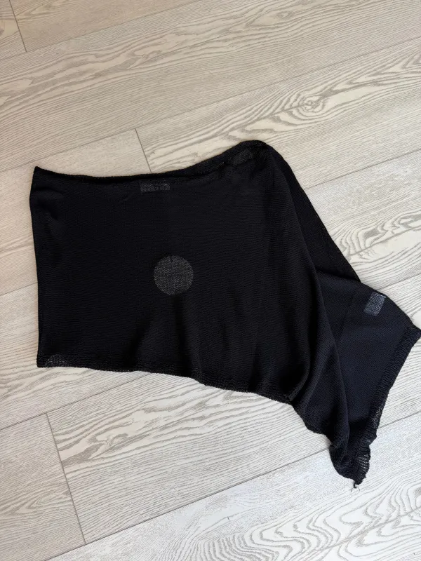 "Solei" Knit Asymmetric Poncho in Black made by Glitzy Bella