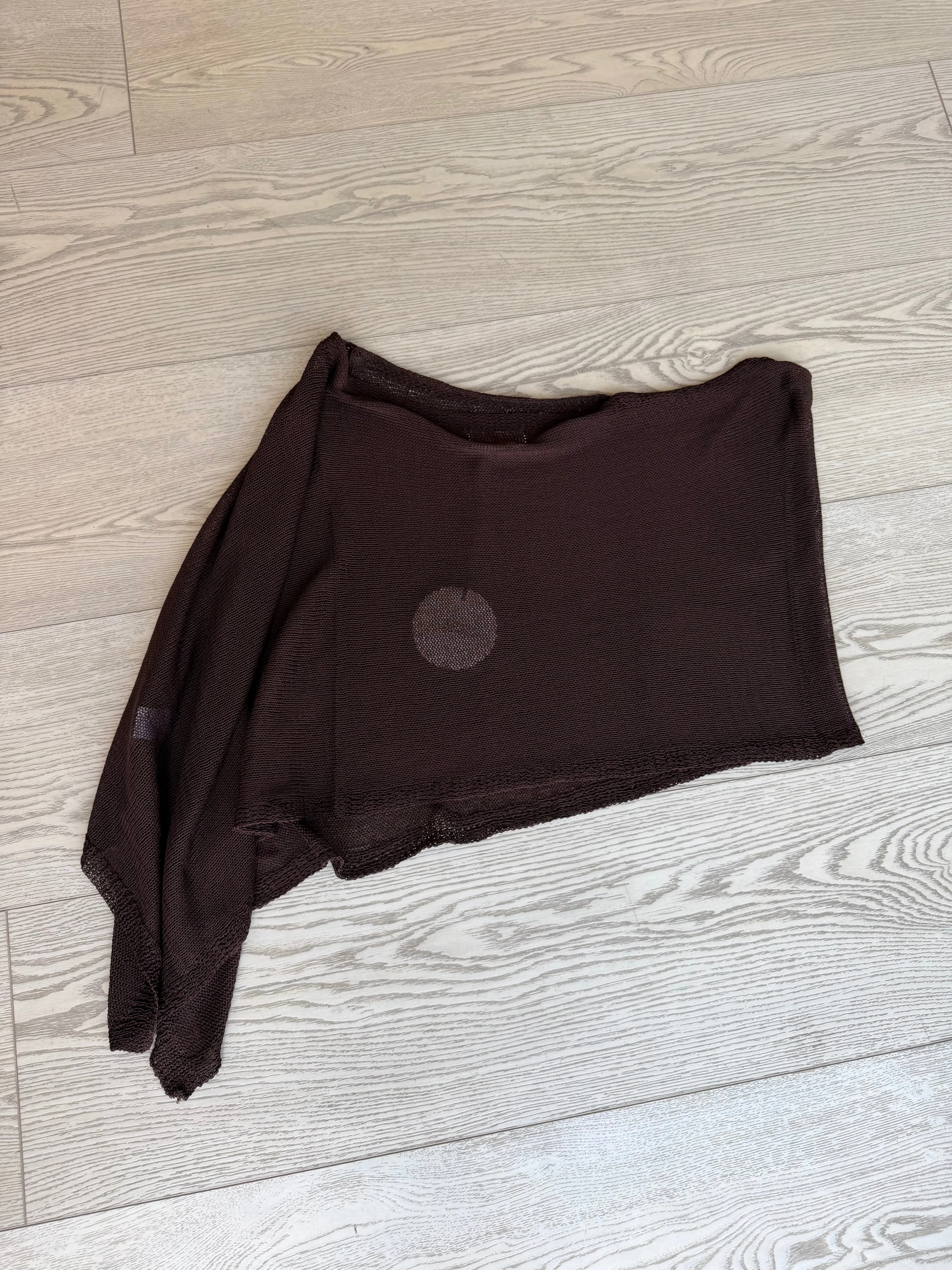"Solei" Knit Asymmetric Poncho in Brown sold by Glitzy Bella product image thumbnail 2
