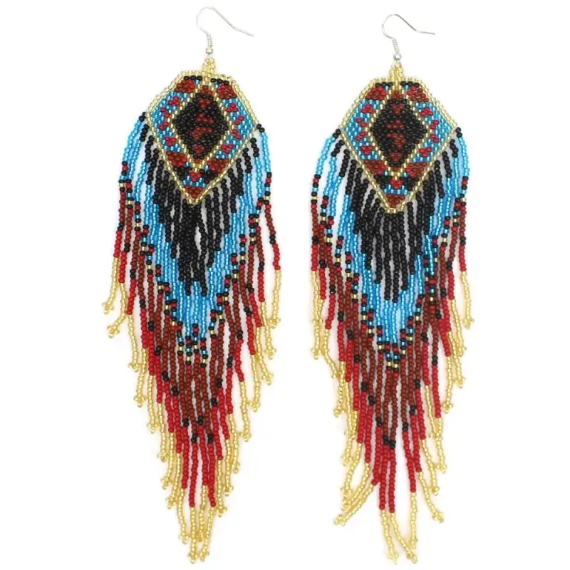 "Canyon" Beaded Fringe Earrings made by Glitzy Bella