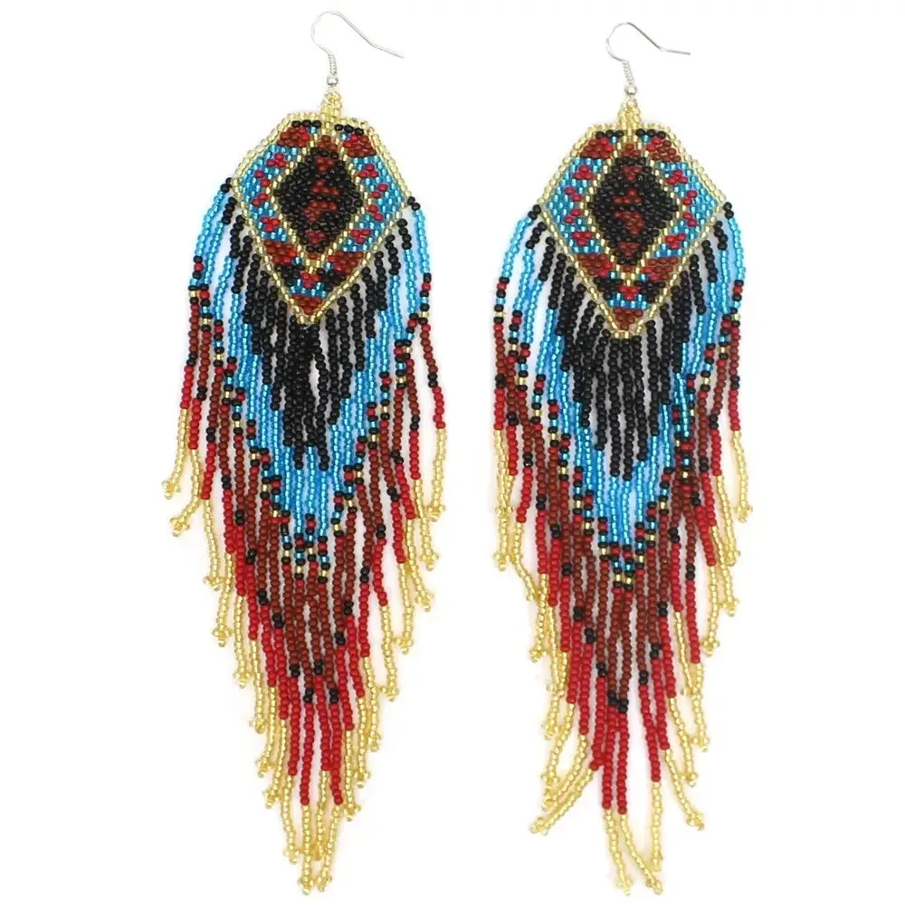 "Canyon" Beaded Fringe Earrings sold by Glitzy Bella