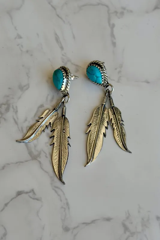 "Vail" Kingman Turquoise Drop Earring made by Glitzy Bella