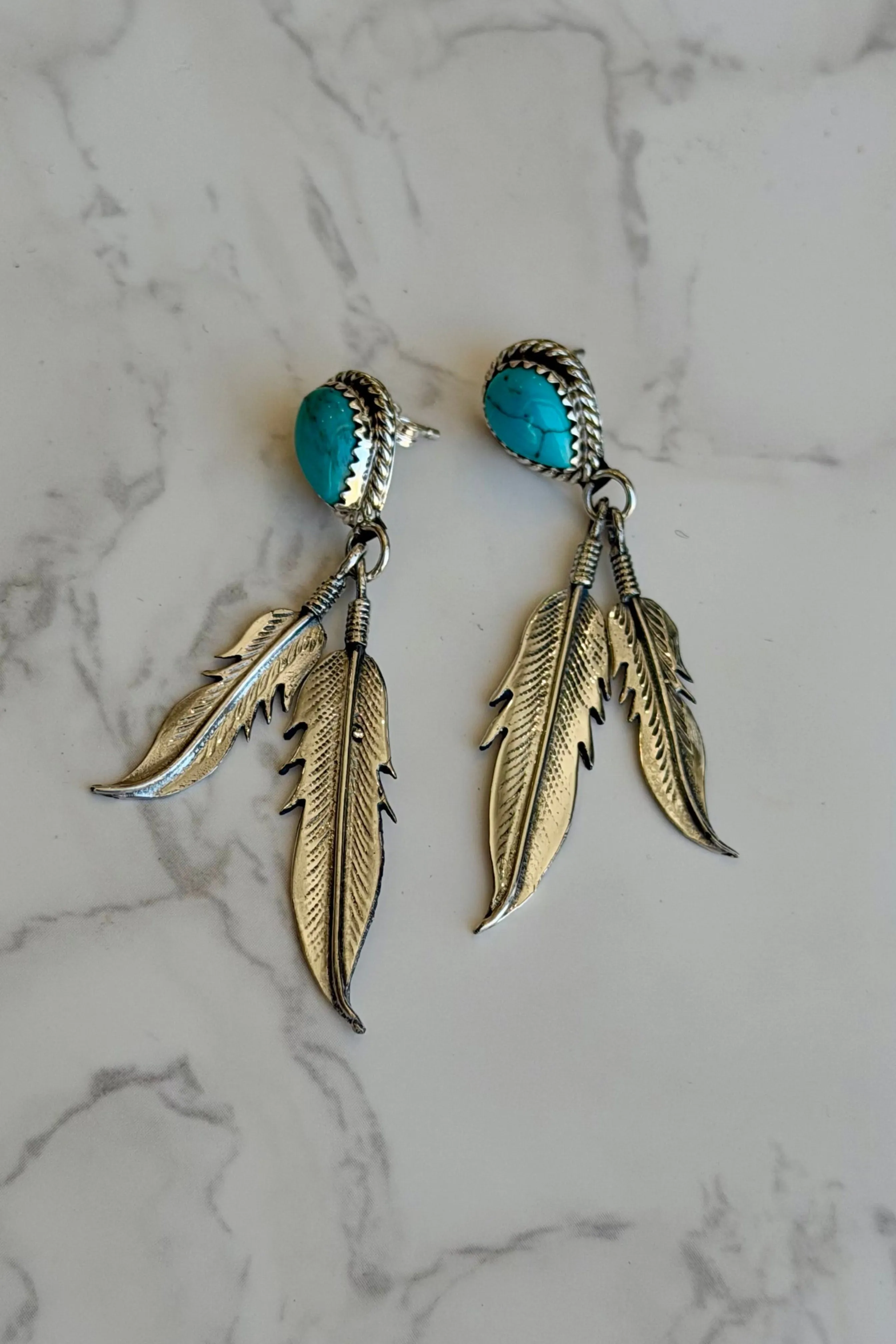 "Vail" Kingman Turquoise Drop Earring sold by Glitzy Bella