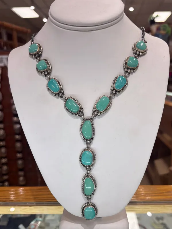 NEW!! The “Elan" Kingman Turquoise and Sterling Silver Necklace made by Glitzy Bella