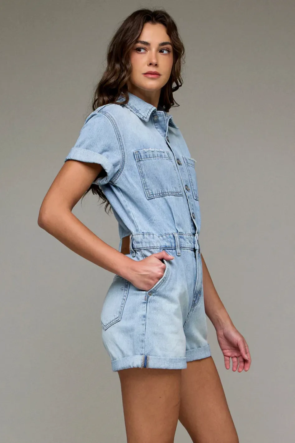 The Dylan Romper in Medium Light sold by Glitzy Bella product image thumbnail 2