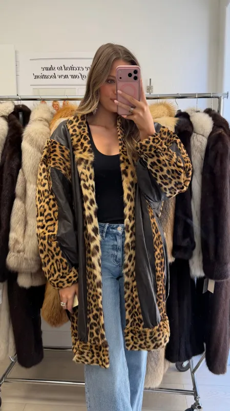 #31 Vintage Spotted Fur and Leather Jacket Size M/L made by Glitzy Bella
