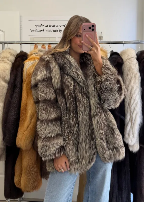 #28 Vintage Silver Saga Fox Jacket Size M/L made by Glitzy Bella