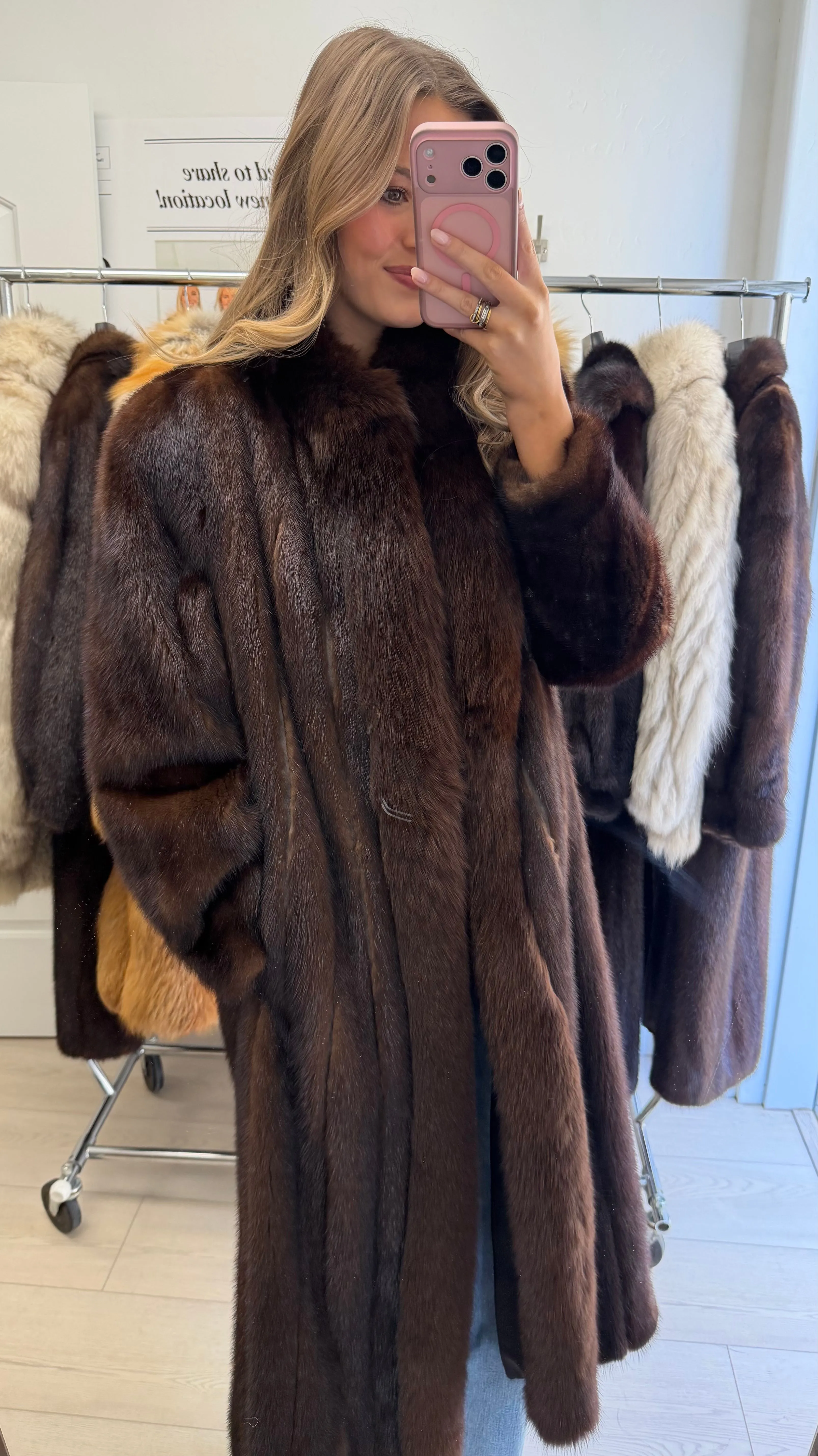 #16 Vintage Mahogany Mink Coat w/ Fox Tuxedo Size Medium sold by Glitzy Bella product image thumbnail 5