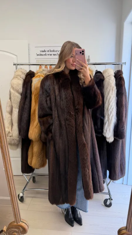 #16 Vintage Mahogany Mink Coat w/ Fox Tuxedo Size Medium made by Glitzy Bella
