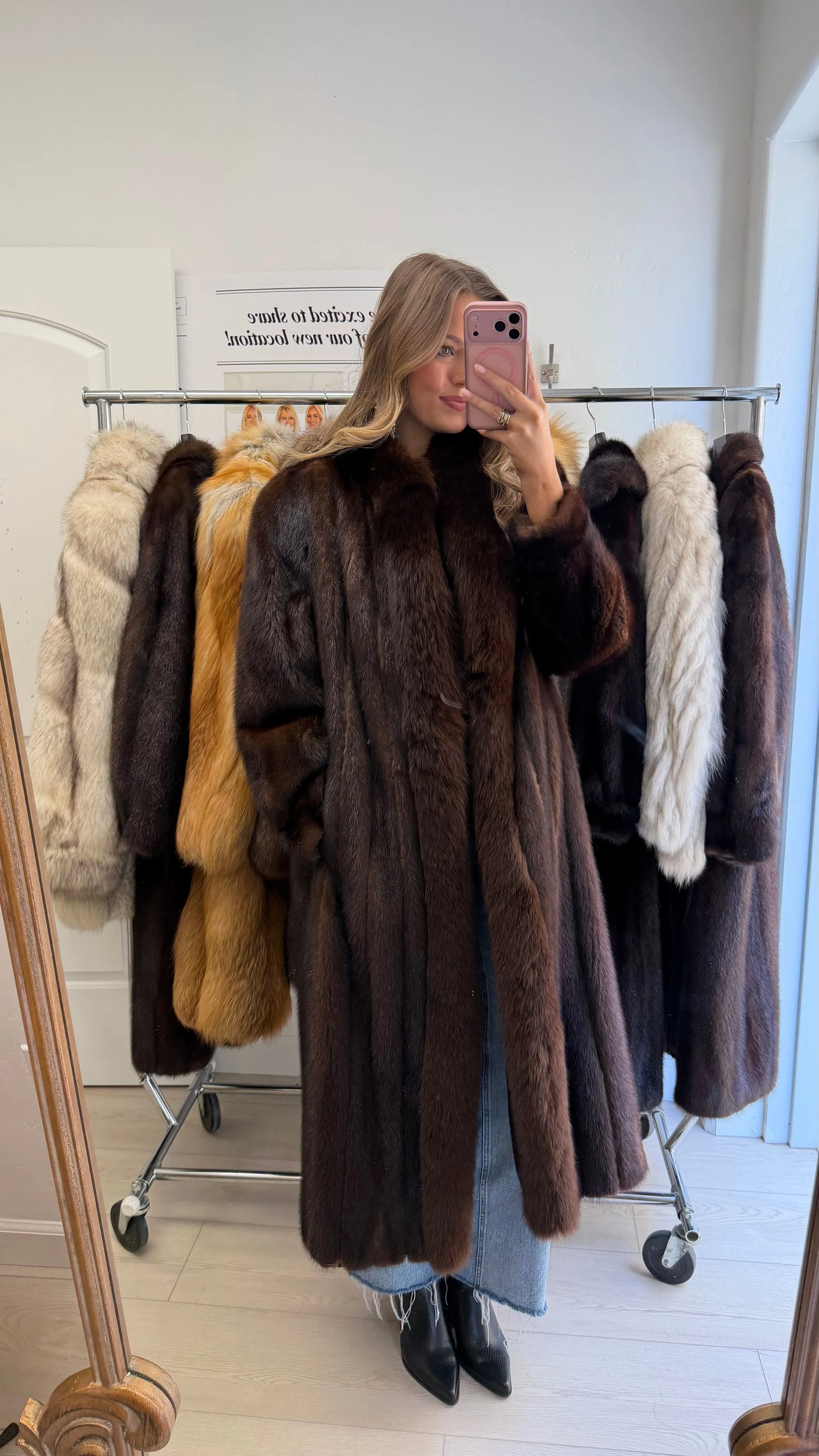 #16 Vintage Mahogany Mink Coat w/ Fox Tuxedo Size Medium sold by Glitzy Bella