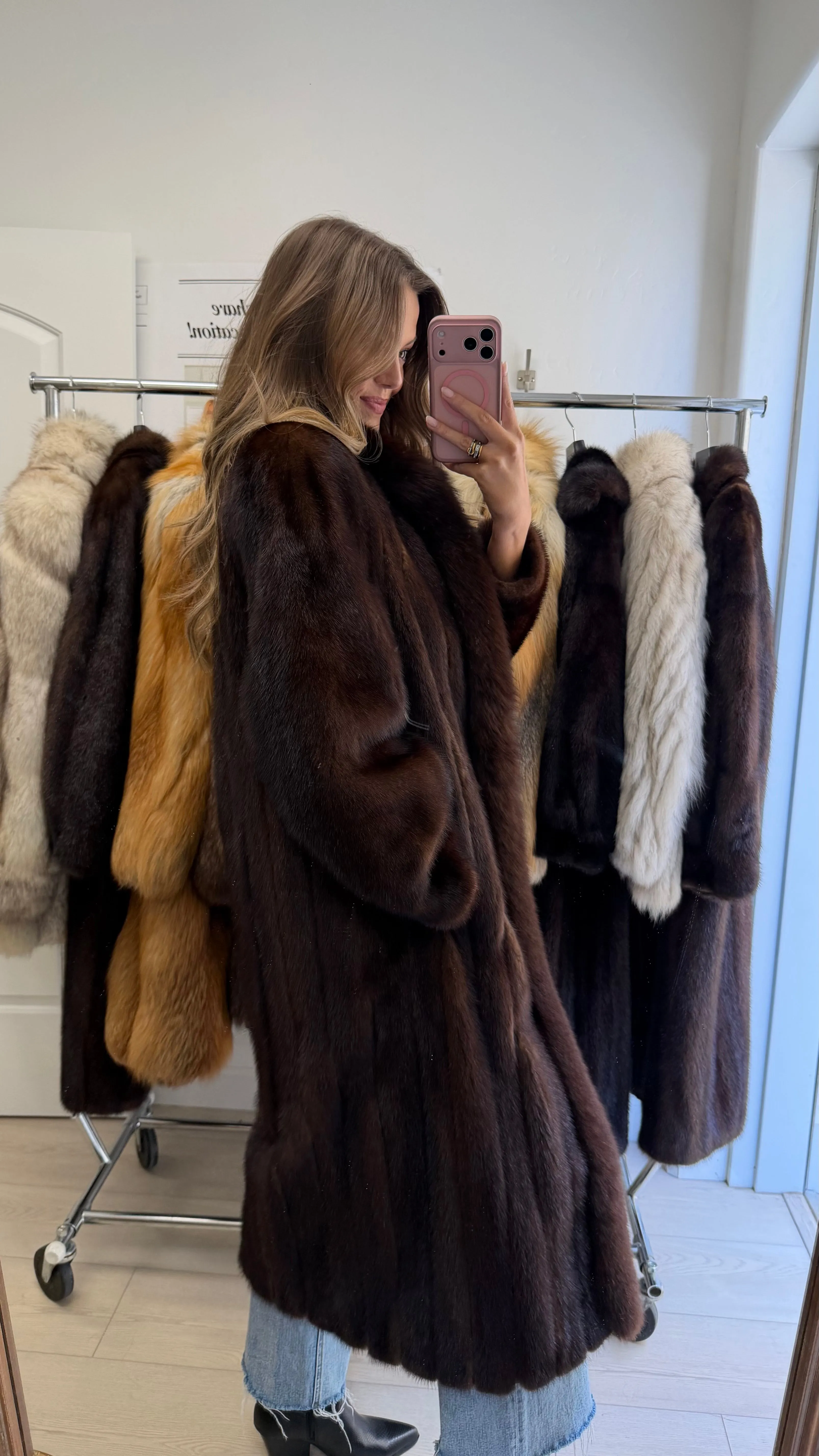 #16 Vintage Mahogany Mink Coat w/ Fox Tuxedo Size Medium sold by Glitzy Bella product image thumbnail 3