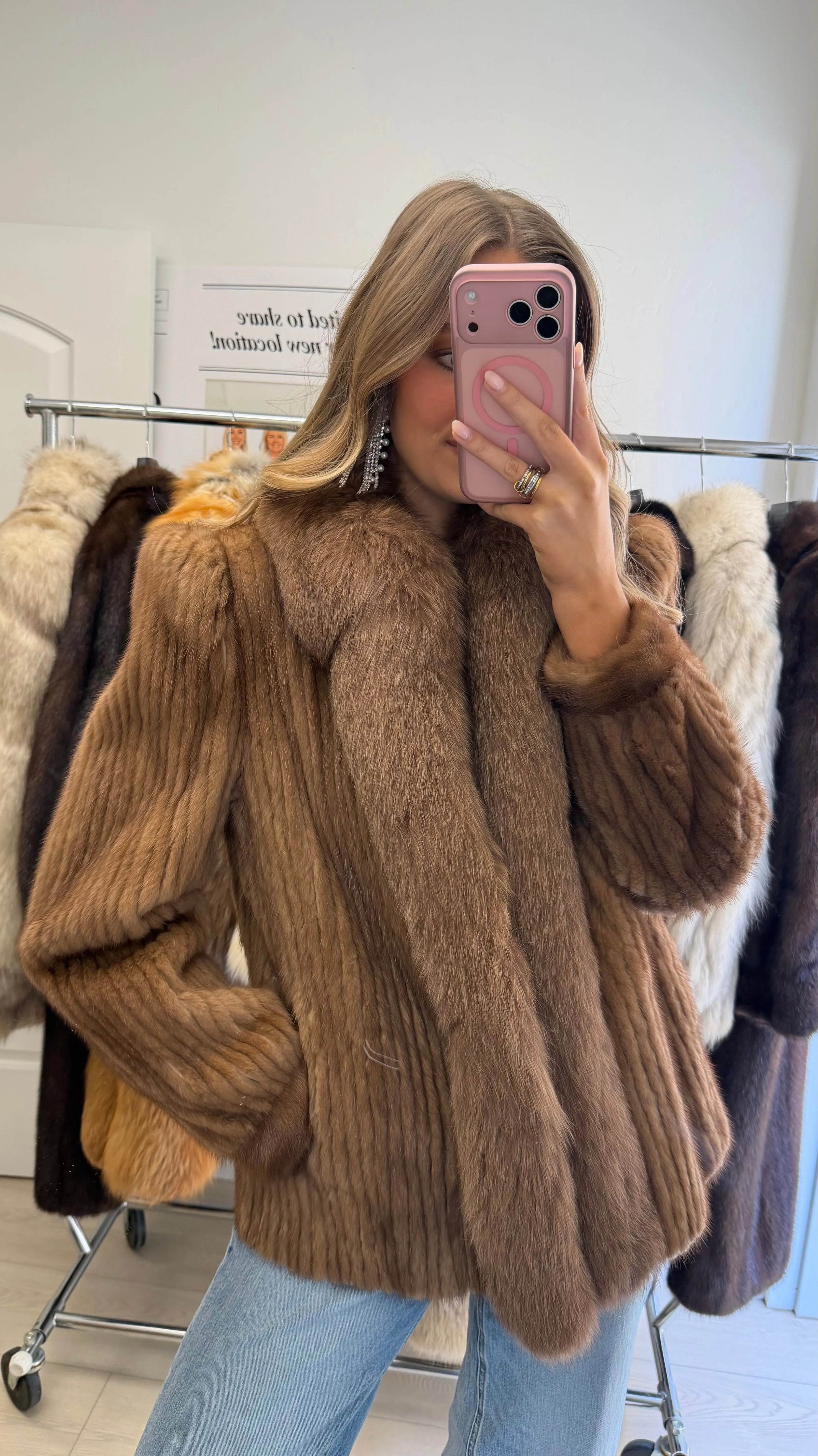 #14 Vintage Corded Pastel Mink Jacket w/ Fox Tuxedo Size Small sold by Glitzy Bella product image thumbnail 3