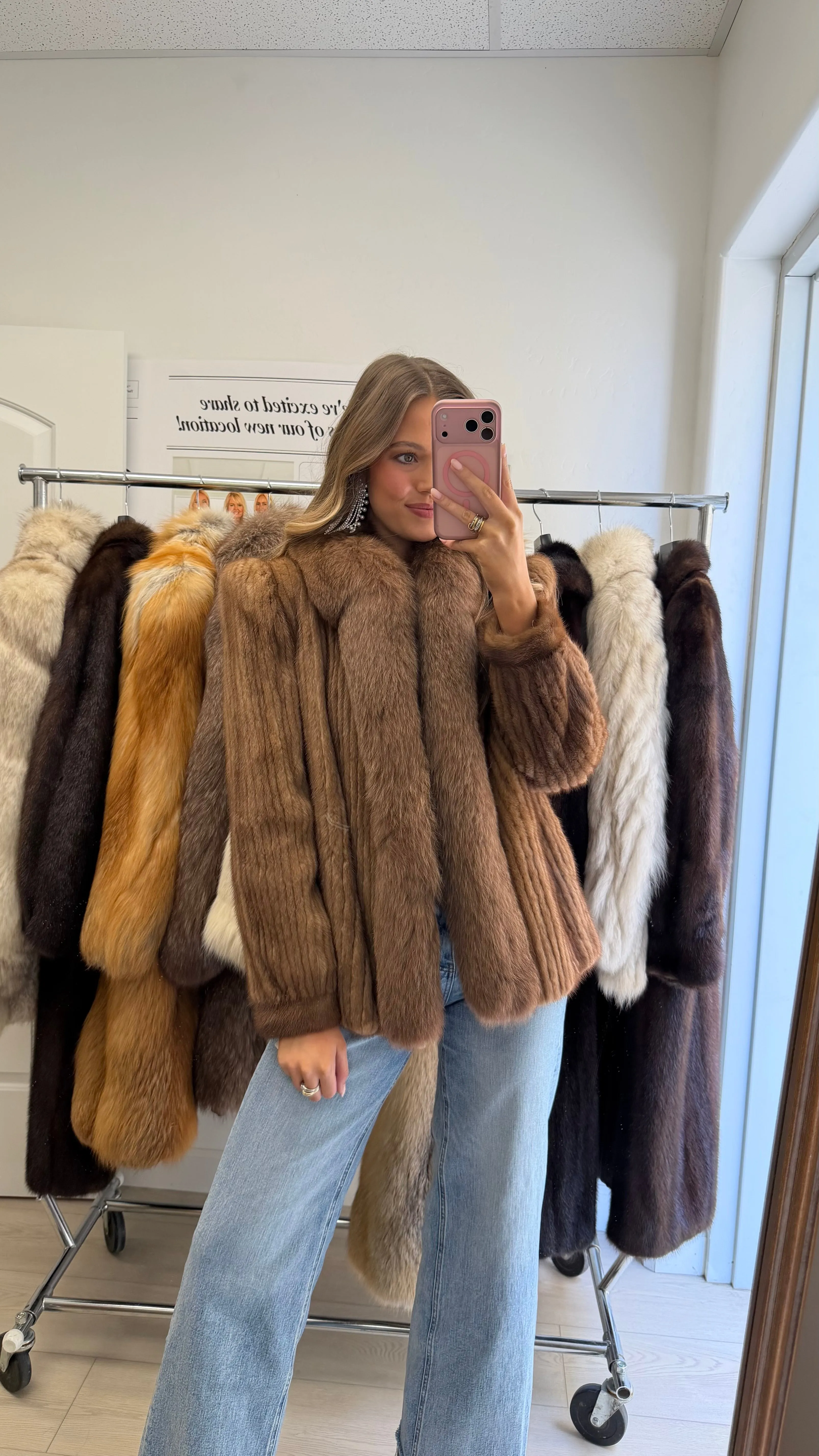 #14 Vintage Corded Pastel Mink Jacket w/ Fox Tuxedo Size Small sold by Glitzy Bella product image thumbnail 2