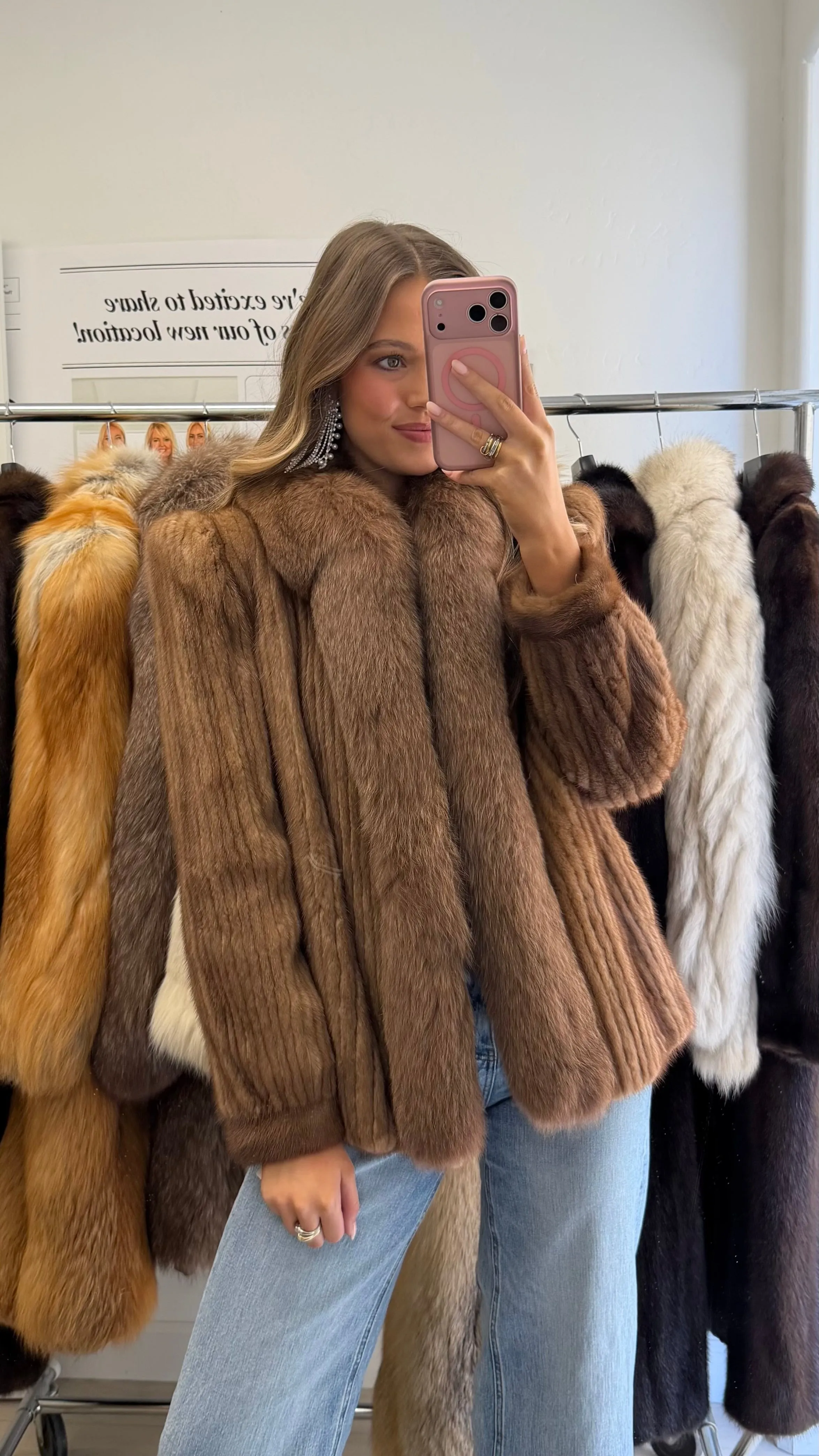 #14 Vintage Corded Pastel Mink Jacket w/ Fox Tuxedo Size Small sold by Glitzy Bella