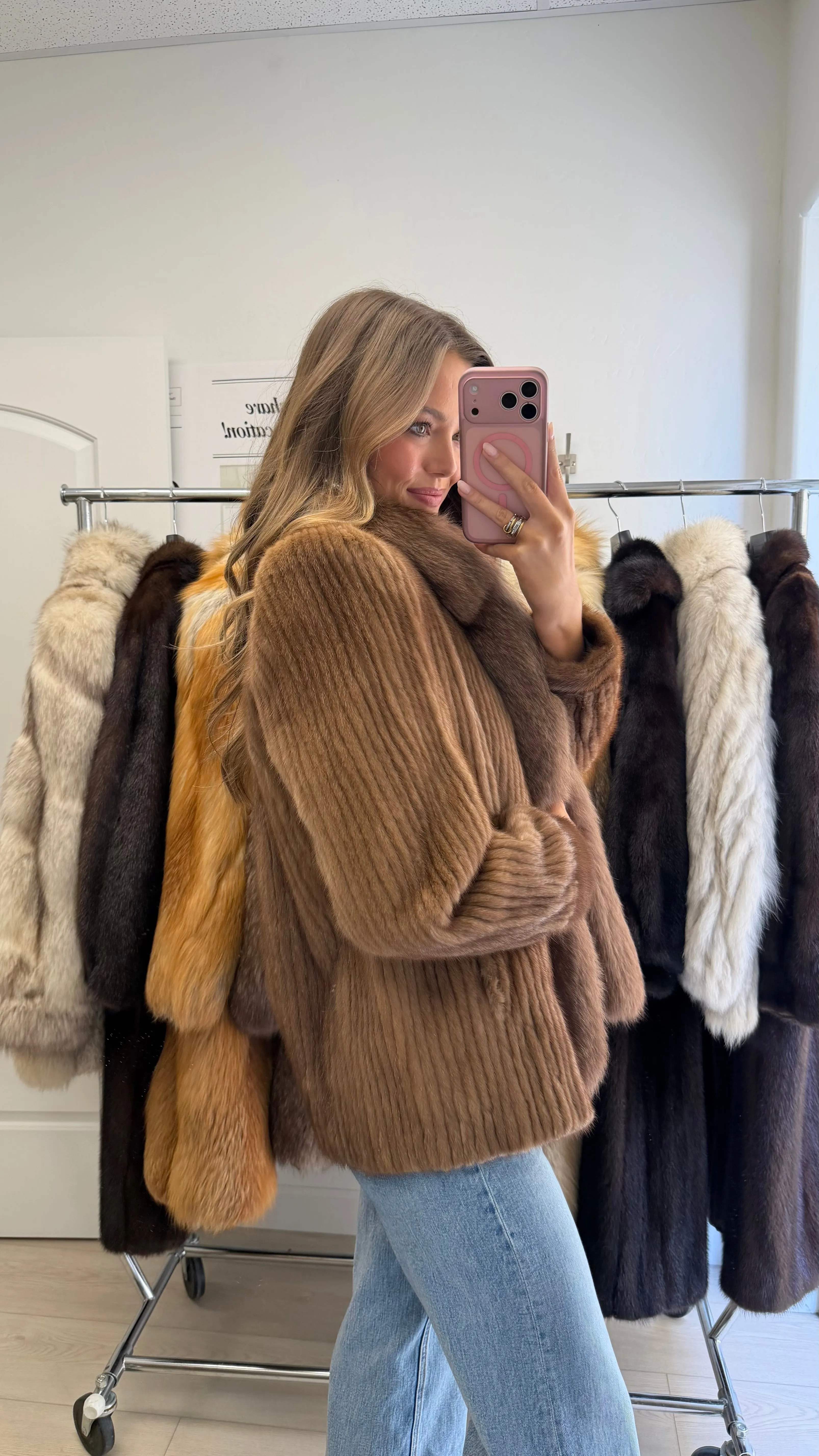 #14 Vintage Corded Pastel Mink Jacket w/ Fox Tuxedo Size Small sold by Glitzy Bella product image thumbnail 4