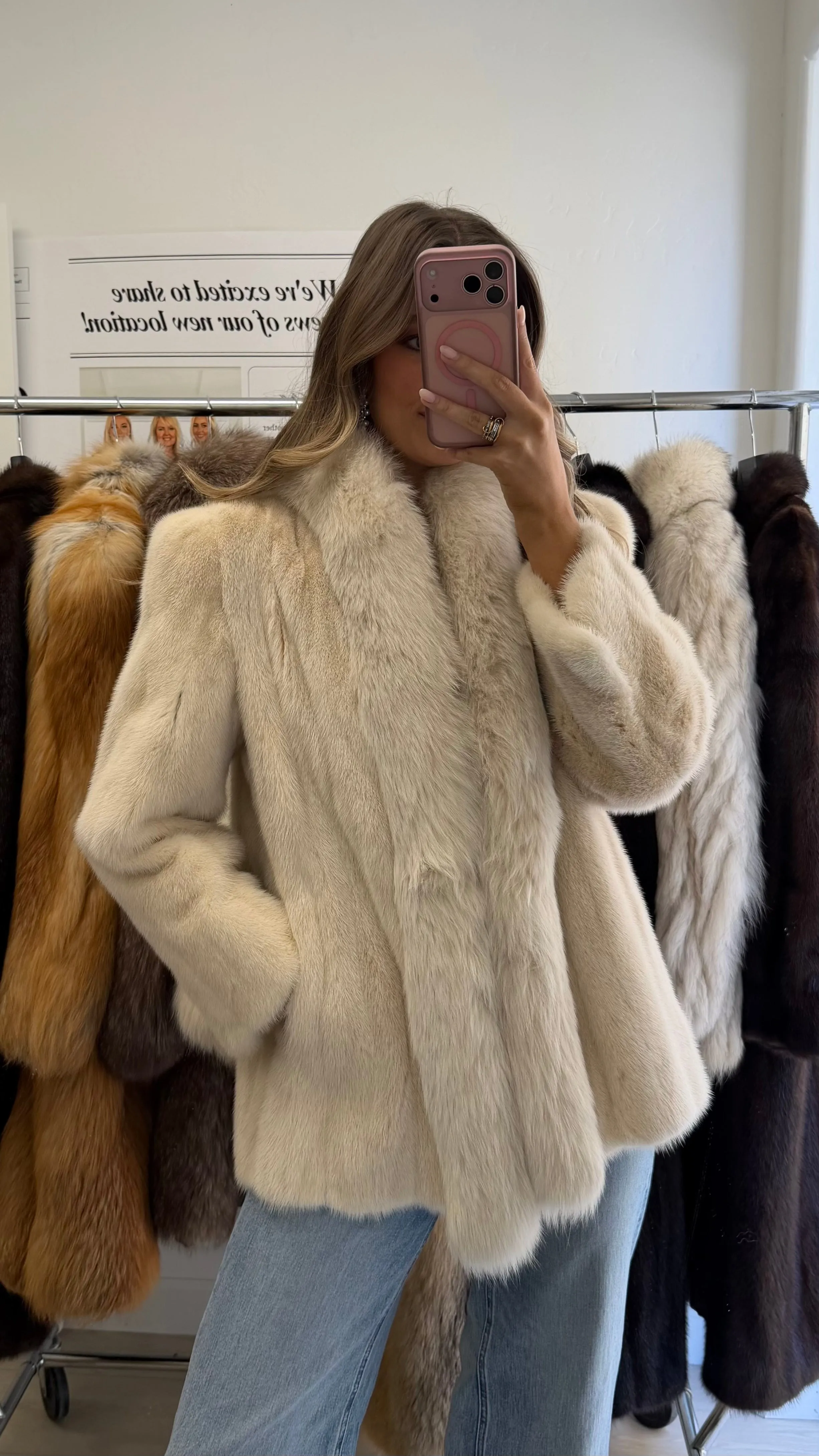 #13 Vintage Blonde Mink Jacket w/ Fox Tuxedo Size S/M sold by Glitzy Bella