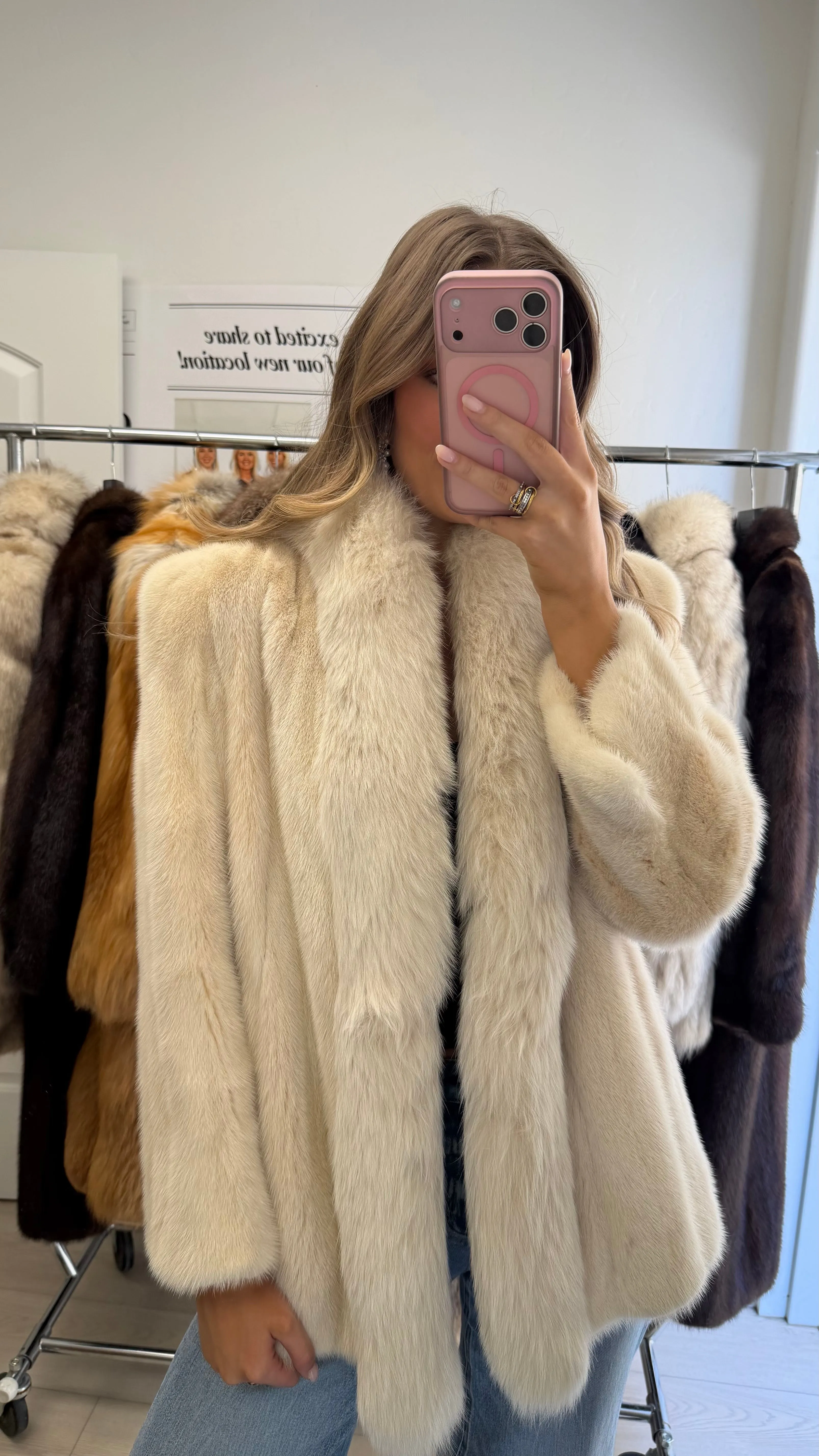 #13 Vintage Blonde Mink Jacket w/ Fox Tuxedo Size S/M sold by Glitzy Bella product image thumbnail 2