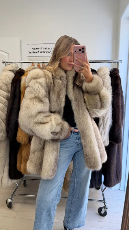 #6 Vintage Blue Fox Jacket Size Small made by Glitzy Bella