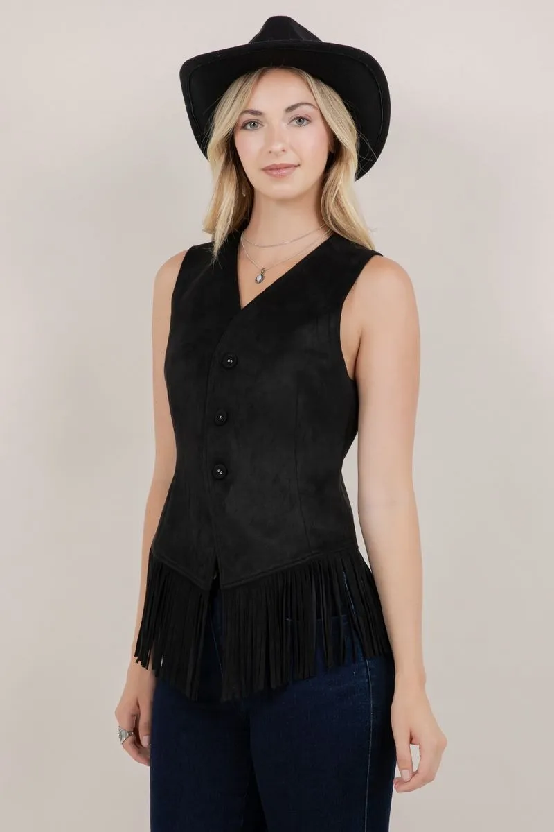 Fringe Suede Vest in Camel sold by Glitzy Bella product image thumbnail 4