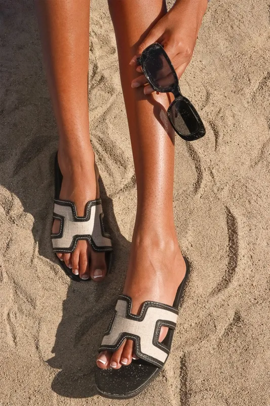 Island Luxe Contrast Slide in Black made by Glitzy Bella