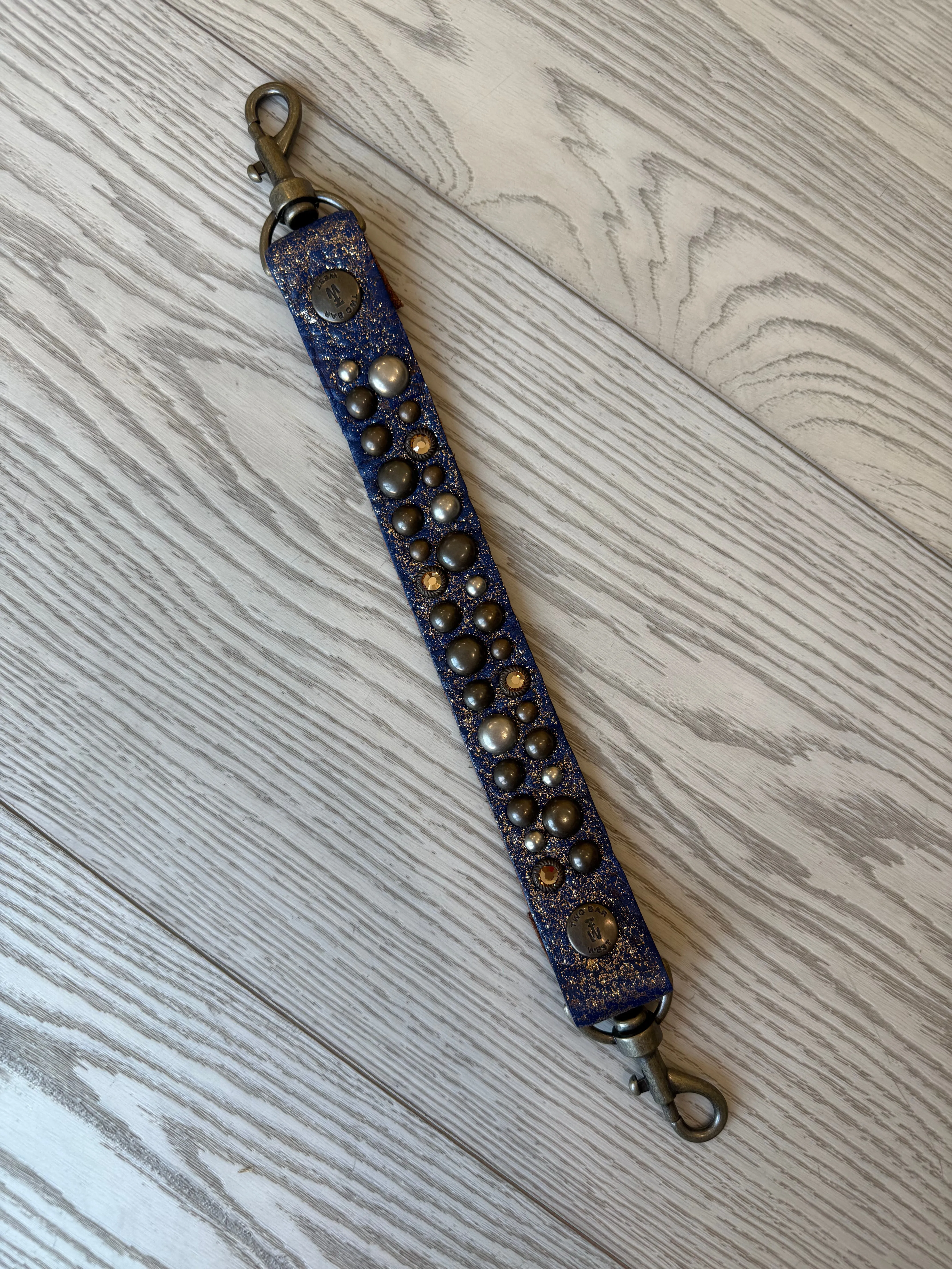 Metallic Blue Mini Top Handle Strap sold by Glitzy Bella