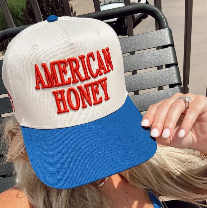 American Honey Embroidered Trucker Hat made by Glitzy Bella