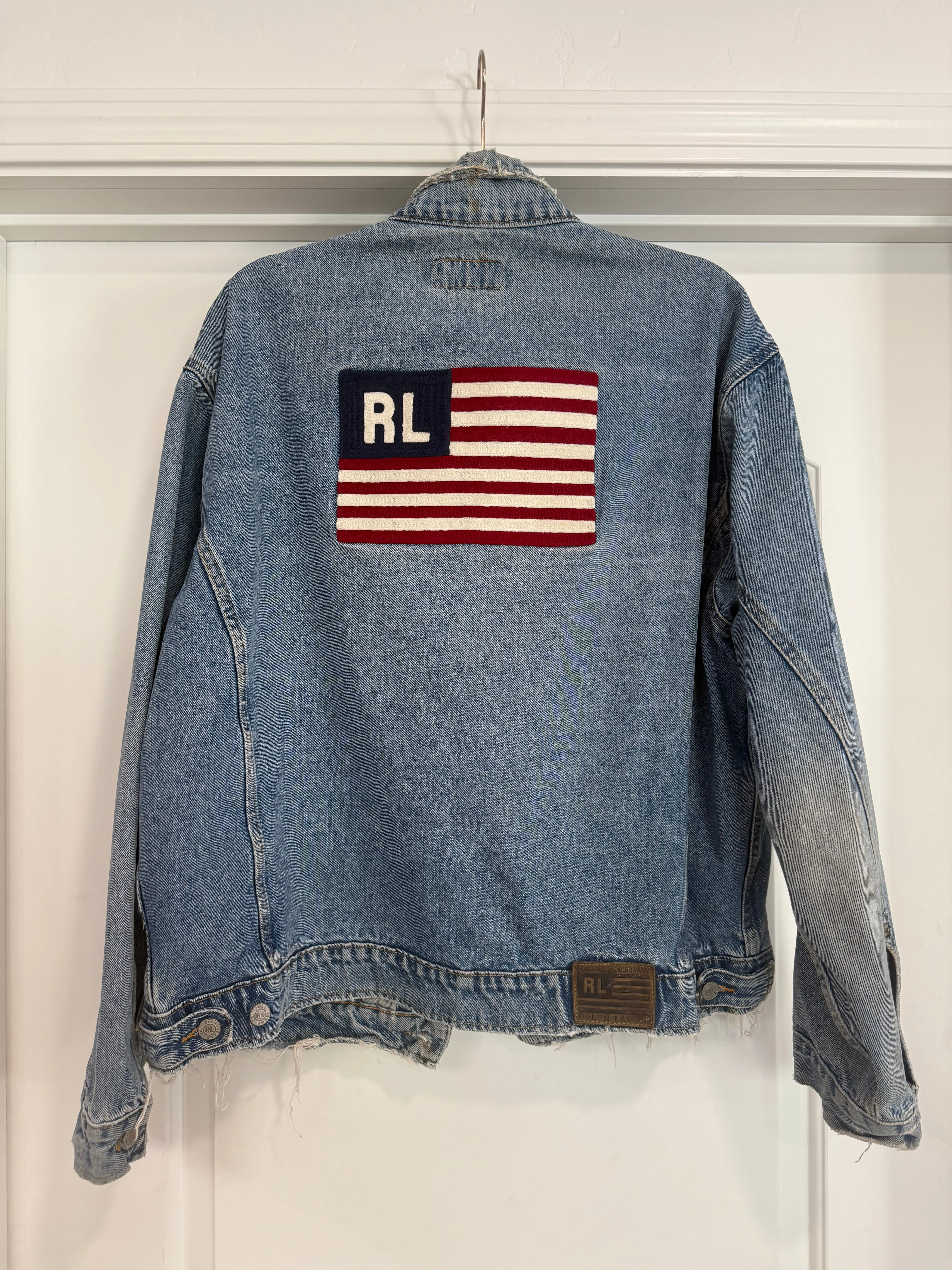 NEW!! Vintage Ralph Lauren Denim American Flag Jacket Size XL sold by Glitzy Bella
