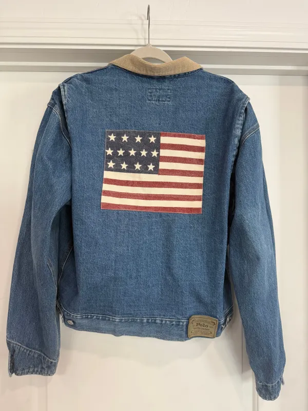 NEW!! Vintage Ralph Lauren Denim Flag Jacket Size Large made by Glitzy Bella