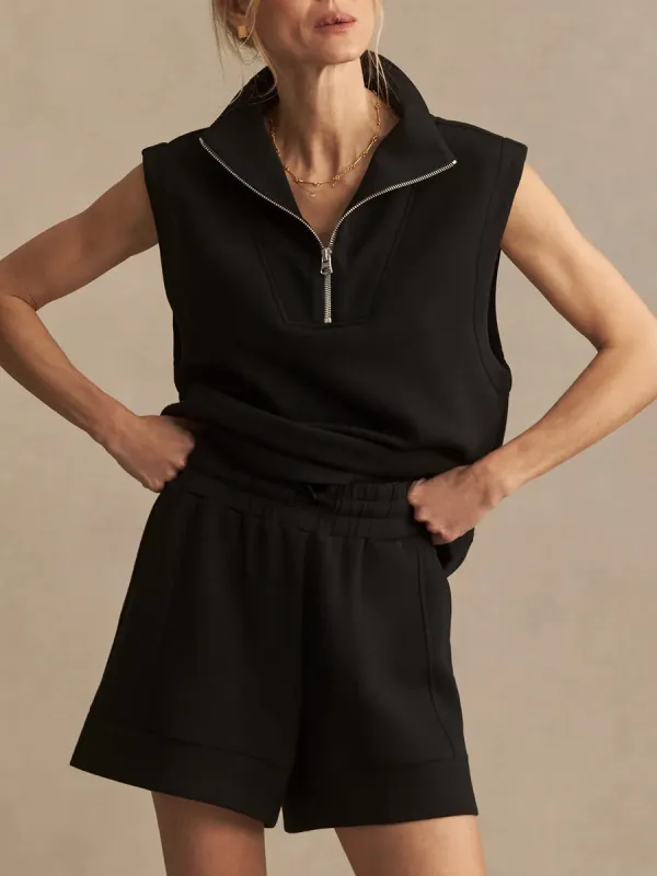Magnolia Half Zip Tank in Black made by Varley