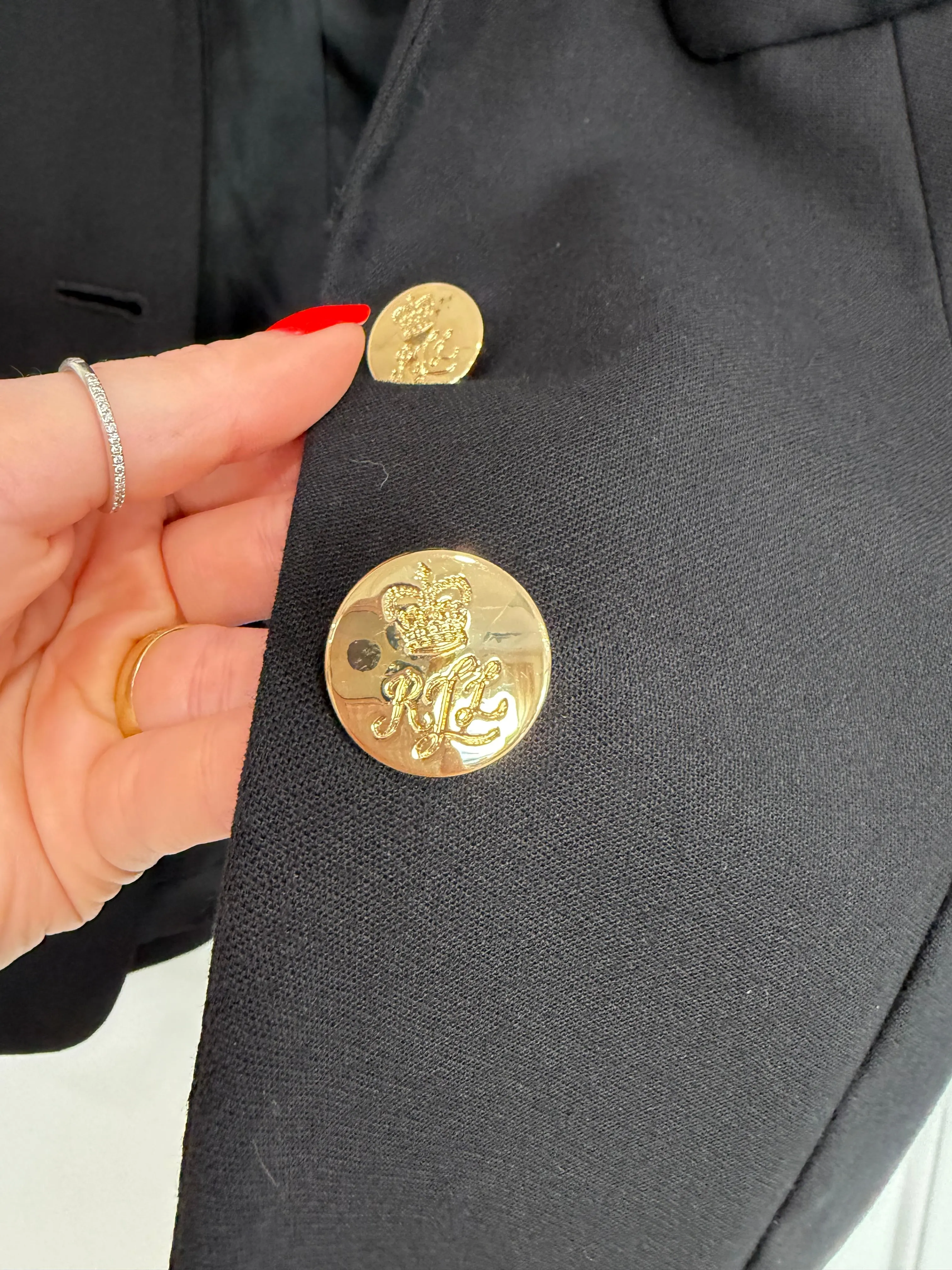 NEW!! Vintage Ralph Lauren Black Crest Wool Blazer Size 12 sold by Glitzy Bella product image thumbnail 5