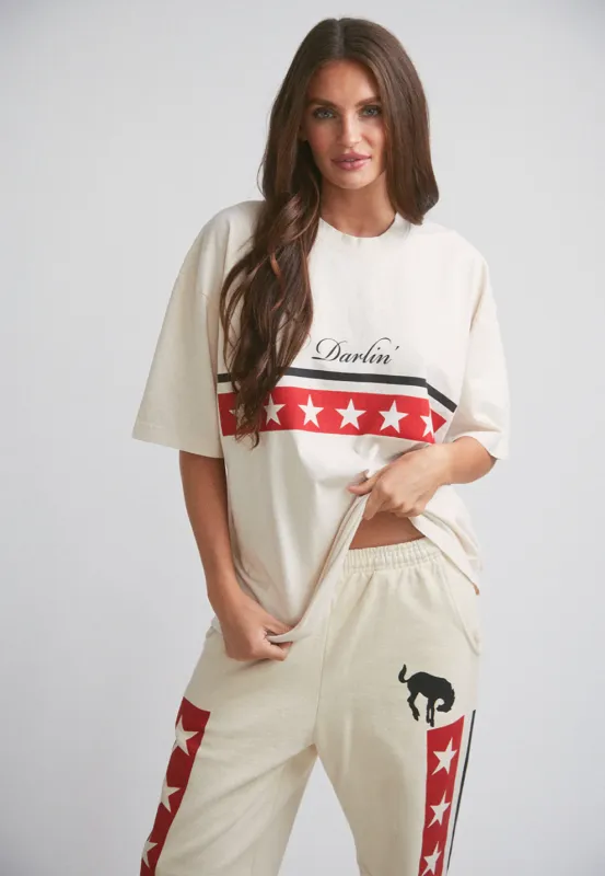Spangled Short Sleeve Tee in Creme made by Glitzy Bella