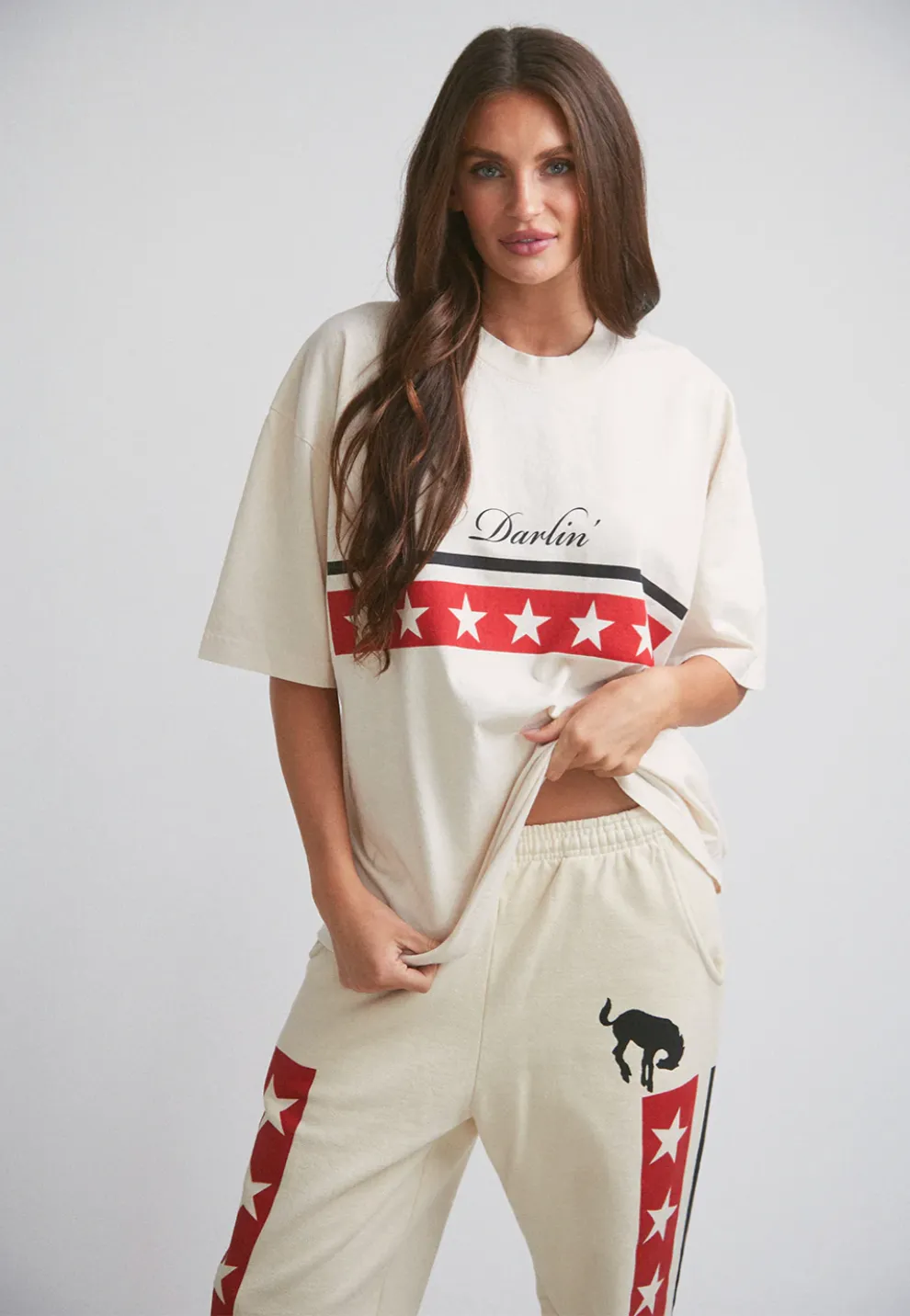 Spangled Short Sleeve Tee in Creme sold by Glitzy Bella