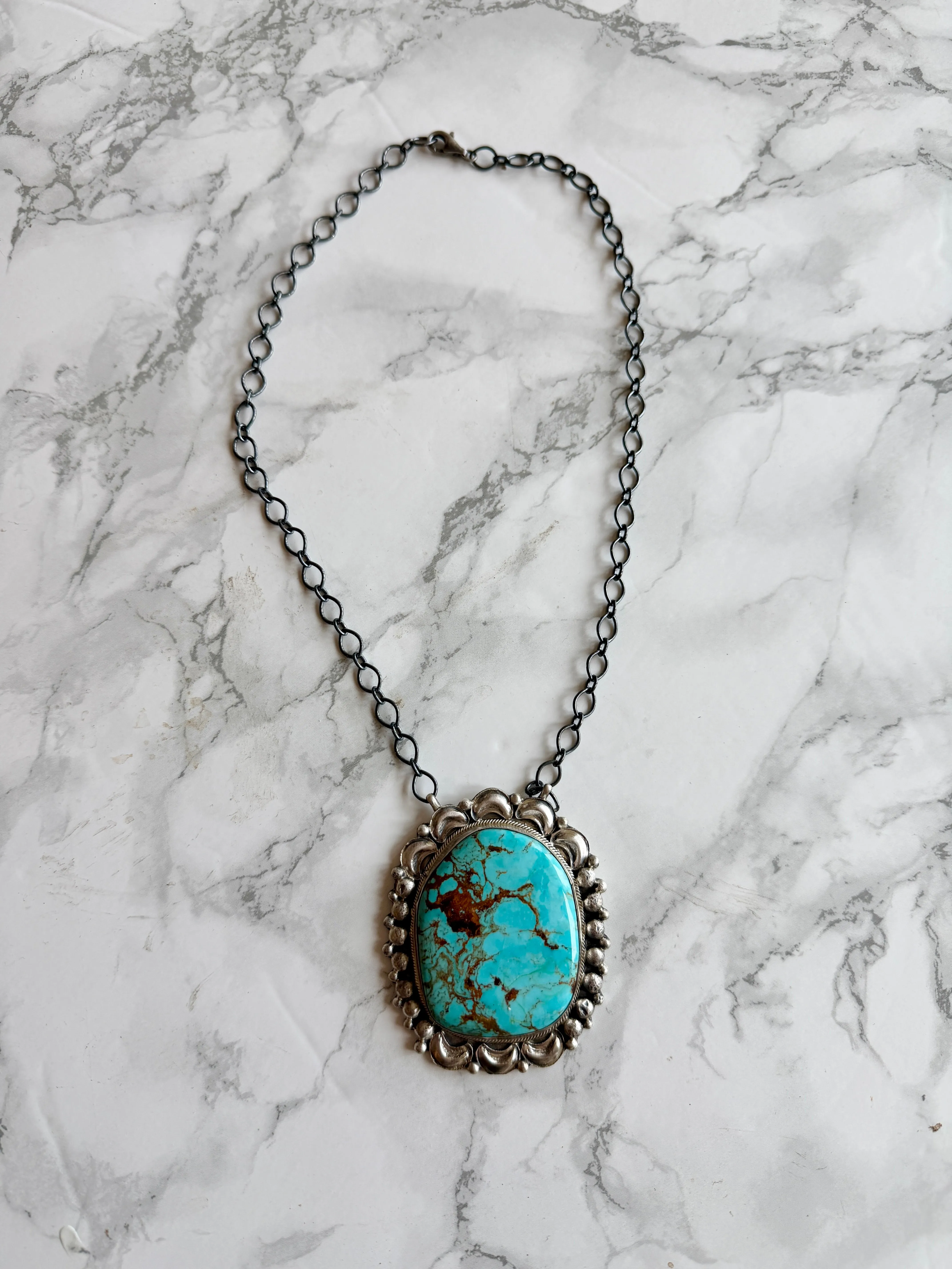 The “Dandelion" Kingman Turquoise and Sterling Silver Necklace sold by Glitzy Bella product image thumbnail 2