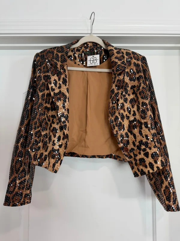 FINAL SALE!! Leopard Sequin Blazer made by Glitzy Bella