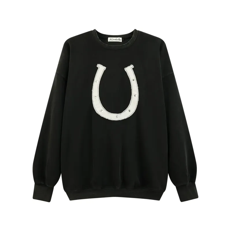 Horseshoe Sweatshirt in Black made by The Laundry Room